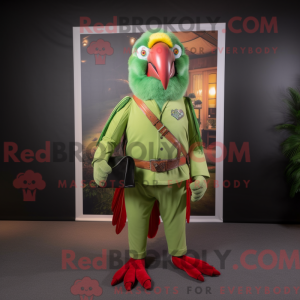 Groene ara mascottekostuum...