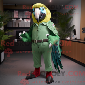 Groene ara mascottekostuum...