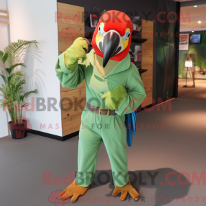 Groene ara mascottekostuum...