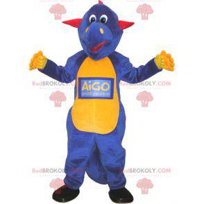 Mascotte dinosauro viola giallo e rosso - Redbrokoly.com
