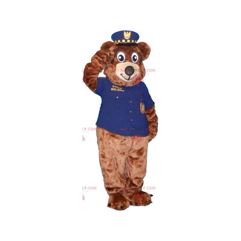 Mascotte d'ours brun en tenue de shérif - Redbrokoly.com