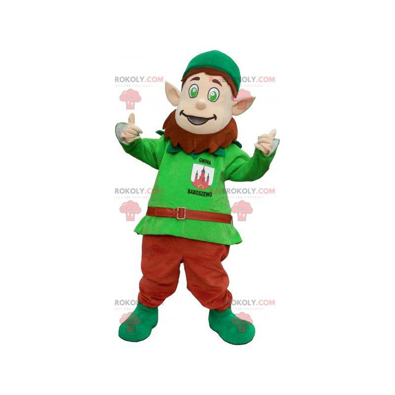 Mascotte de lutin avec les oreilles pointues et un bonnet -