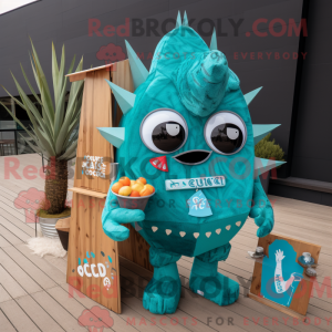 Teal Nachos mascottekostuum...