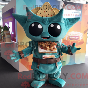 Teal Nachos mascottekostuum...