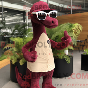 Maroon Brachiosaurus mascot...