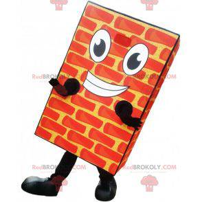 Mascotte gigante di mattoni realistica e sorridente -
