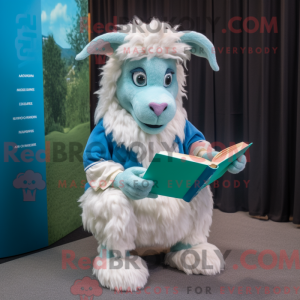 Cyan Angora Goat mascot...