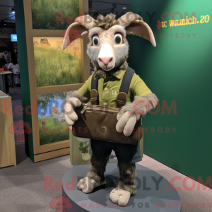 Olive Goat mascot costume...