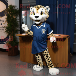 Navy Cheetah maskot kostume...
