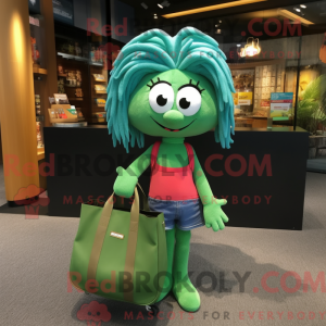 Zielony havfrue maskot...