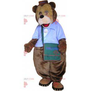 Mascote urso pardo com bolsa de ombro - Redbrokoly.com