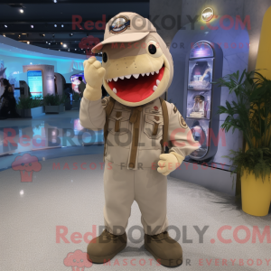 Tan Shark maskot kostume...