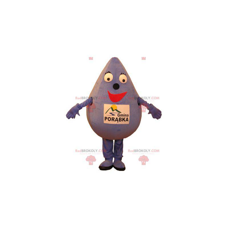 Obří a usměvavý fialový kapka vody maskot - Redbrokoly.com