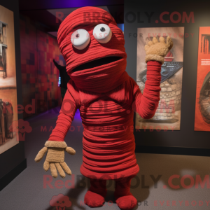 Rød Mumie maskot kostume...