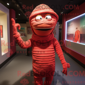 Rode mummie mascottekostuum...