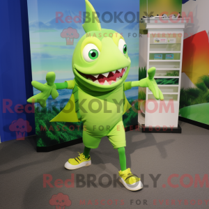Limegrøn sværdfisk maskot...