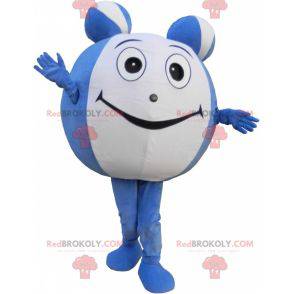 Mascotte gigante palla blu e bianca. Mascotte rotonda -