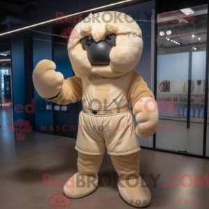 Beige boksehandske maskot...