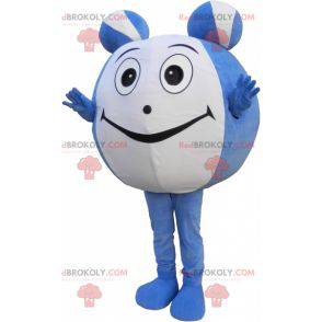 Mascotte gigante palla blu e bianca. Mascotte rotonda -