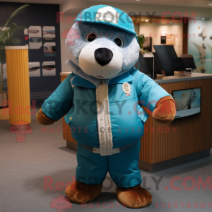 Teal Seal maskotdraktfigur...