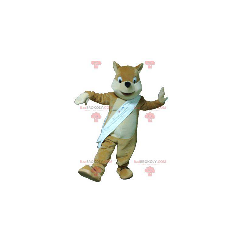 Mascotte volpe marrone chiaro beige e bianco - Redbrokoly.com Mascotte volpe marrone chiaro beige e bianco - Redbrokoly.com