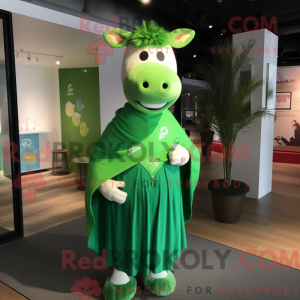 Grøn Jersey Cow maskot...