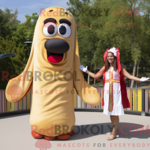 Tan Hot Dogs maskot kostume...
