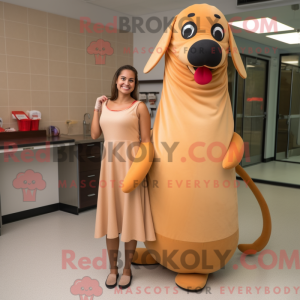 Tan Hot Dogs maskot kostume...