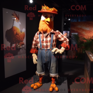 Oranje haan mascottekostuum...