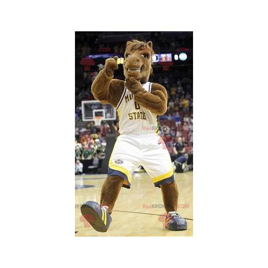 Brun hästmaskot i basketdräkt - Redbrokoly.com