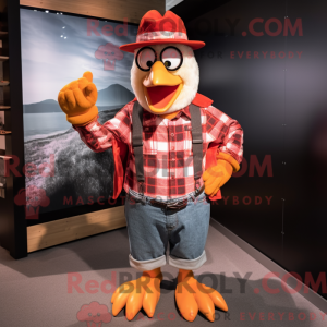 Orange hane maskot kostume...