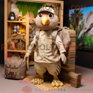 Beige Quail mascot costume...