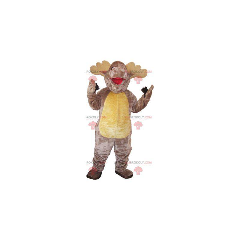 Mascotte d'élan marron et beige très réaliste - Redbrokoly.com