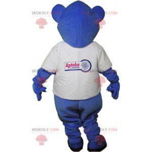 Blaues Teddybärmaskottchen mit einem T-Shirt - Redbrokoly.com