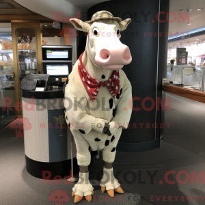 Cream Holstein Cow maskot...