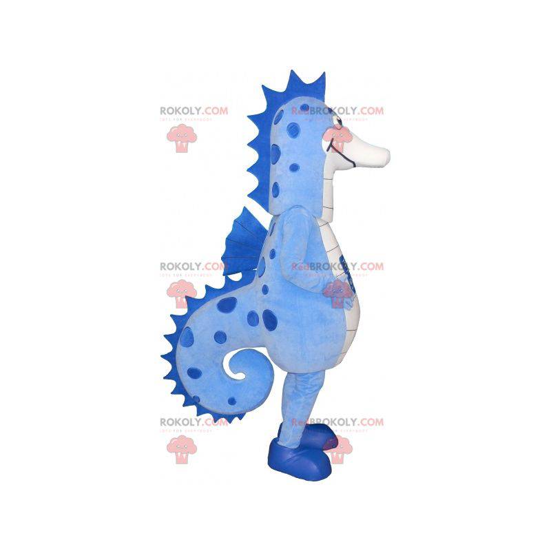Reusachtig blauw en wit zeepaardje mascotte - Redbrokoly.com