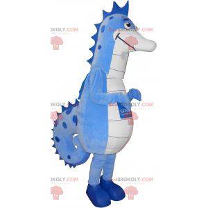 Mascote cavalo-marinho gigante azul e branco - Redbrokoly.com