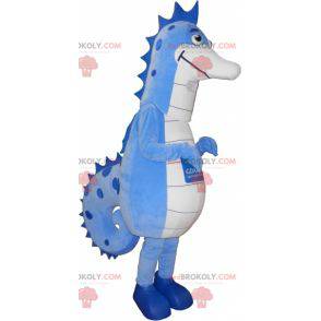 Mascote cavalo-marinho gigante azul e branco - Redbrokoly.com