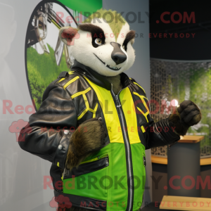 Lime Green Badger mascot...