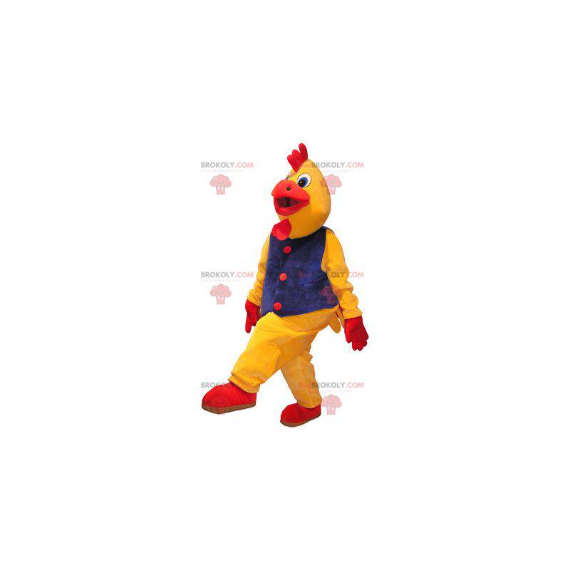 Disfraz de gallo mascota gallo amarillo y rojo gigante -