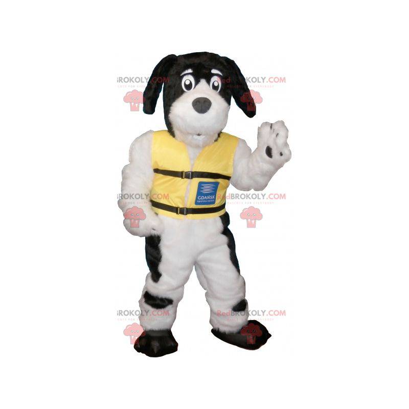 Witte hond mascotte met zwarte vlekken - Redbrokoly.com