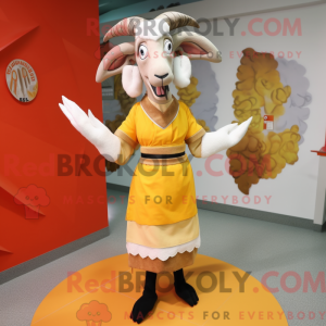 Ram-mascottekostuum gekleed...