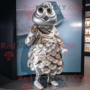 Sølv østers maskot kostume...