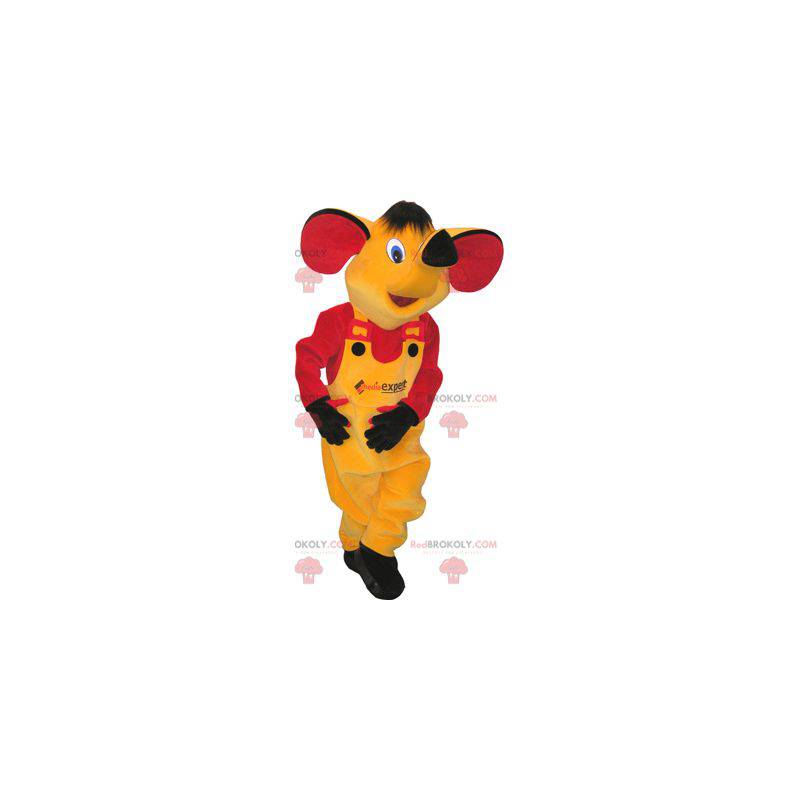Yellow elephant mascot dressed in yellow and red -