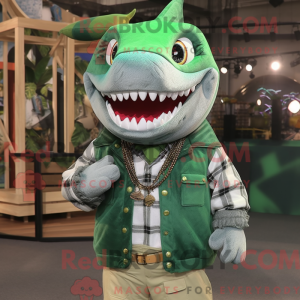 Green Shark maskot kostume...