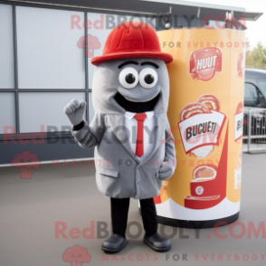 Fantasia de mascote de Currywurst cinza com blazer e gorros - Mascotes Currywurst - REBROKO_219898 - RedBrokoly.com