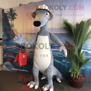 Grå Brachiosaurus maskot...