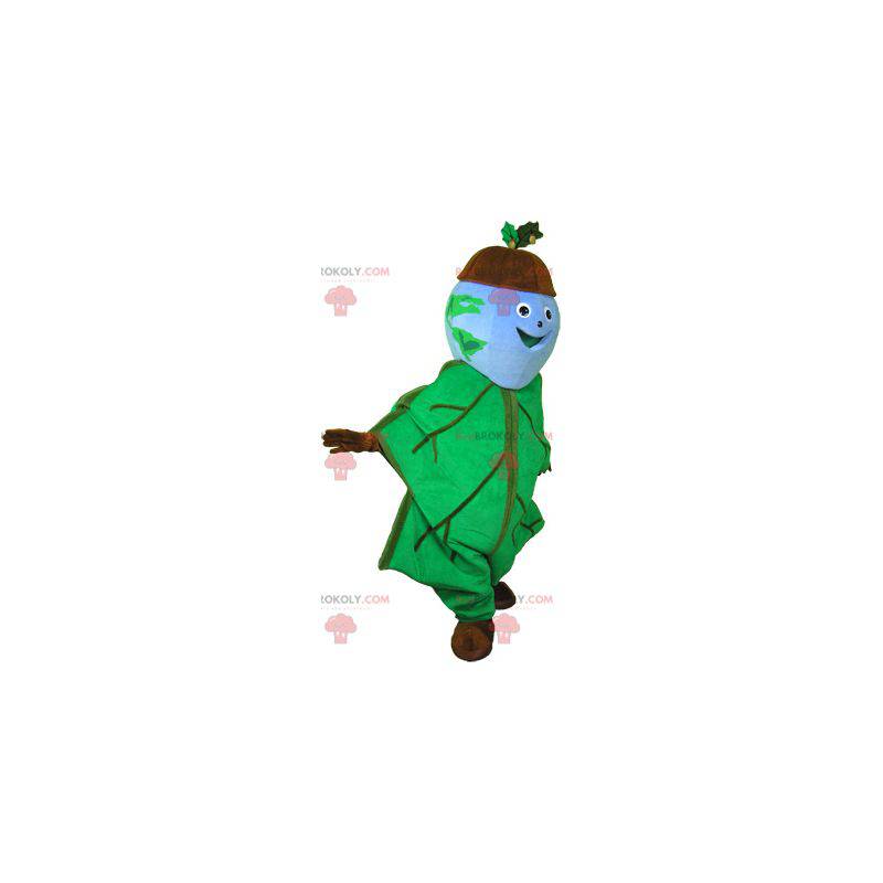 Mascote bolota com roupa de folha de carvalho - Redbrokoly.com