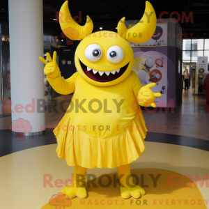 Gul Dæmon maskot kostume...