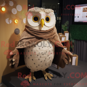 Beige Owl mascot costume...